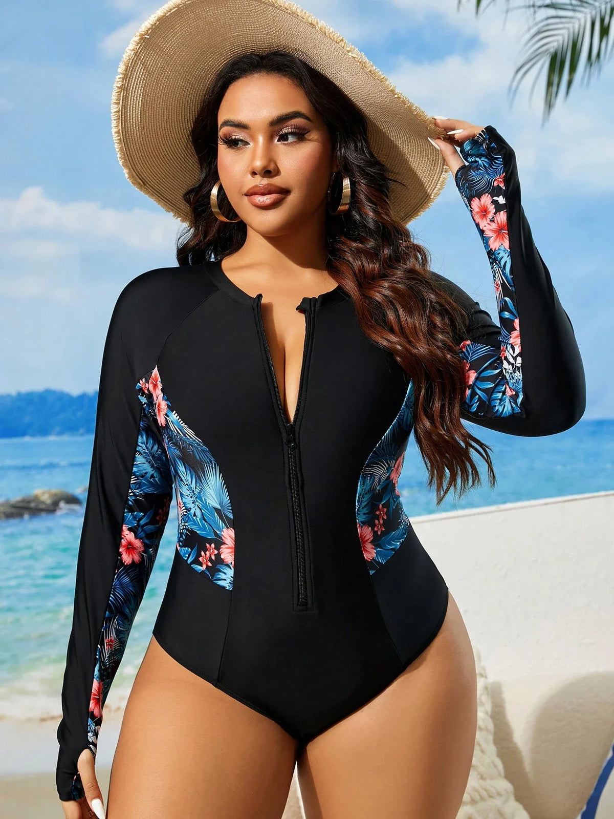 Maiô Plus Size Plantas Tropicais