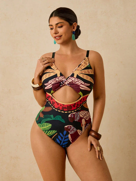 Maiô Elegante Tropical Plus Size