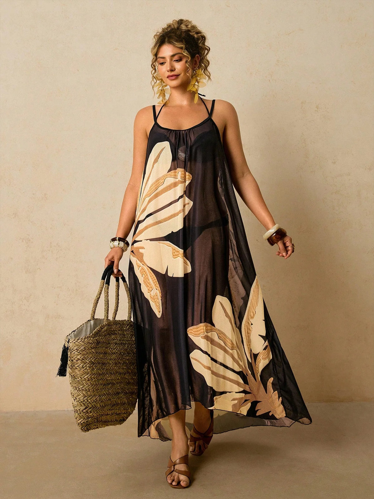 Vestido De Praia Plus Size Floral