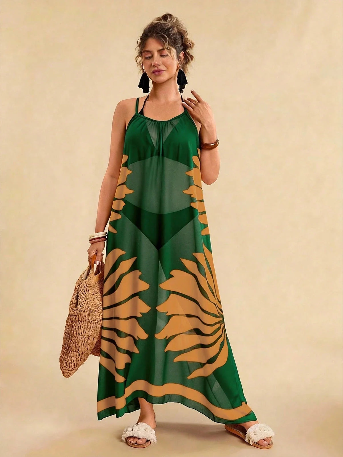 Vestido De Praia Plus Size Floral