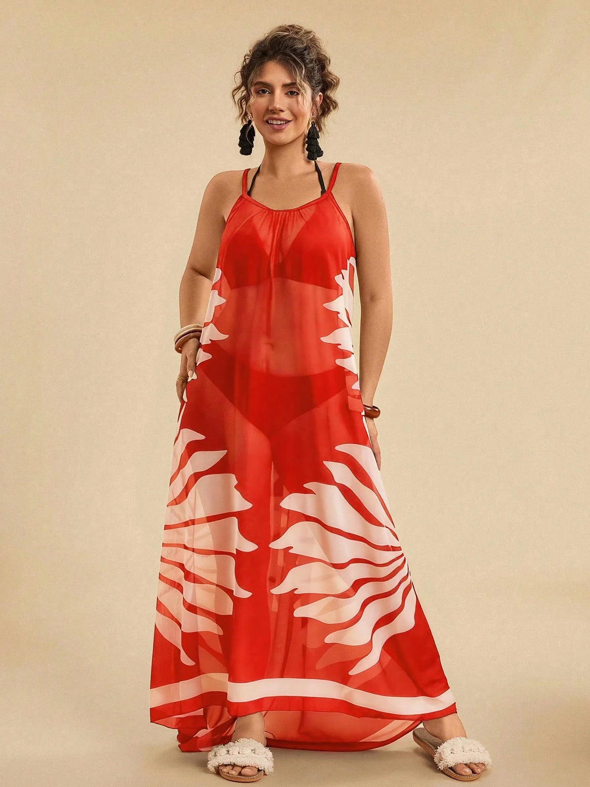Vestido De Praia Plus Size Floral