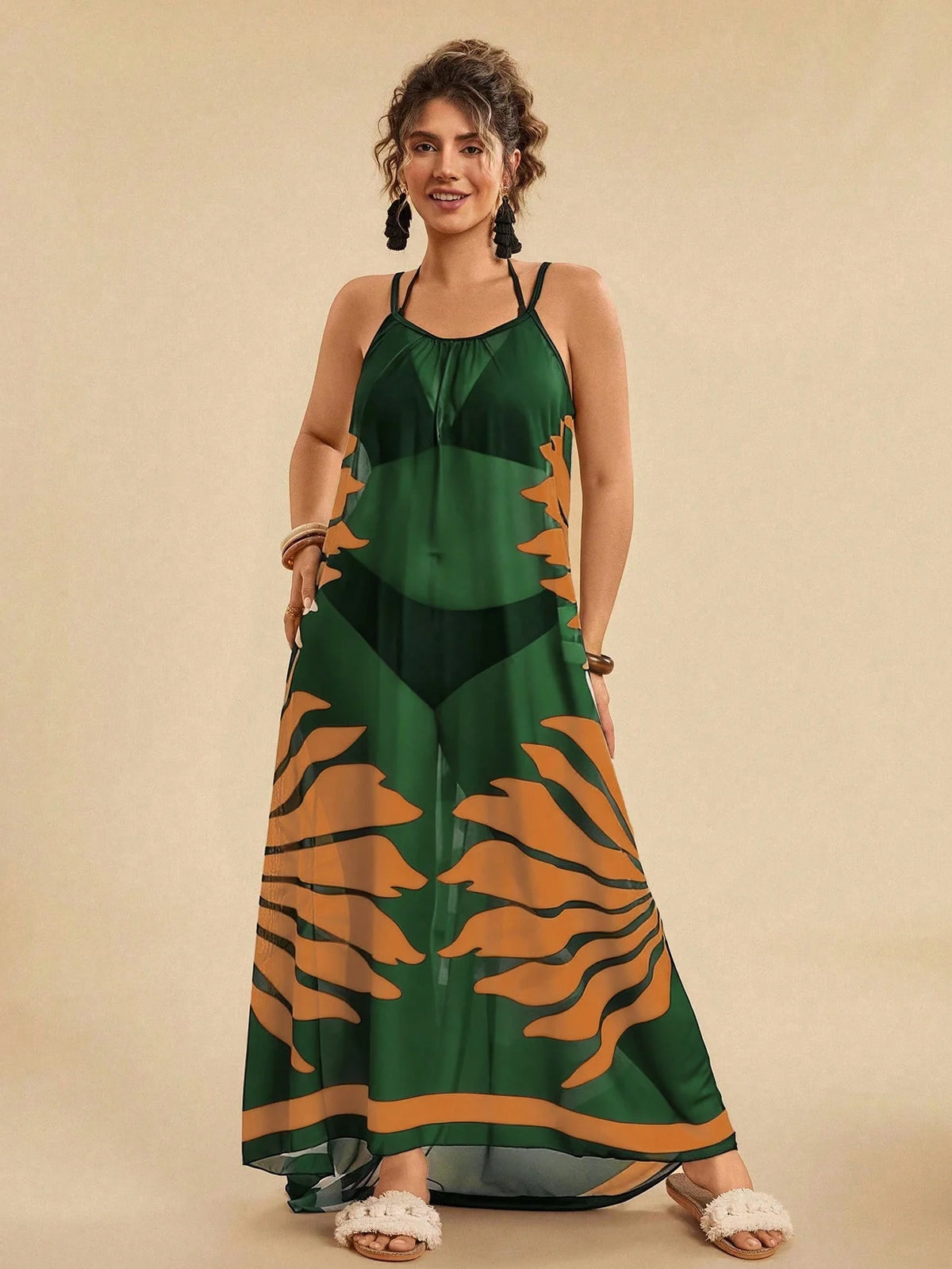 Vestido De Praia Plus Size Floral