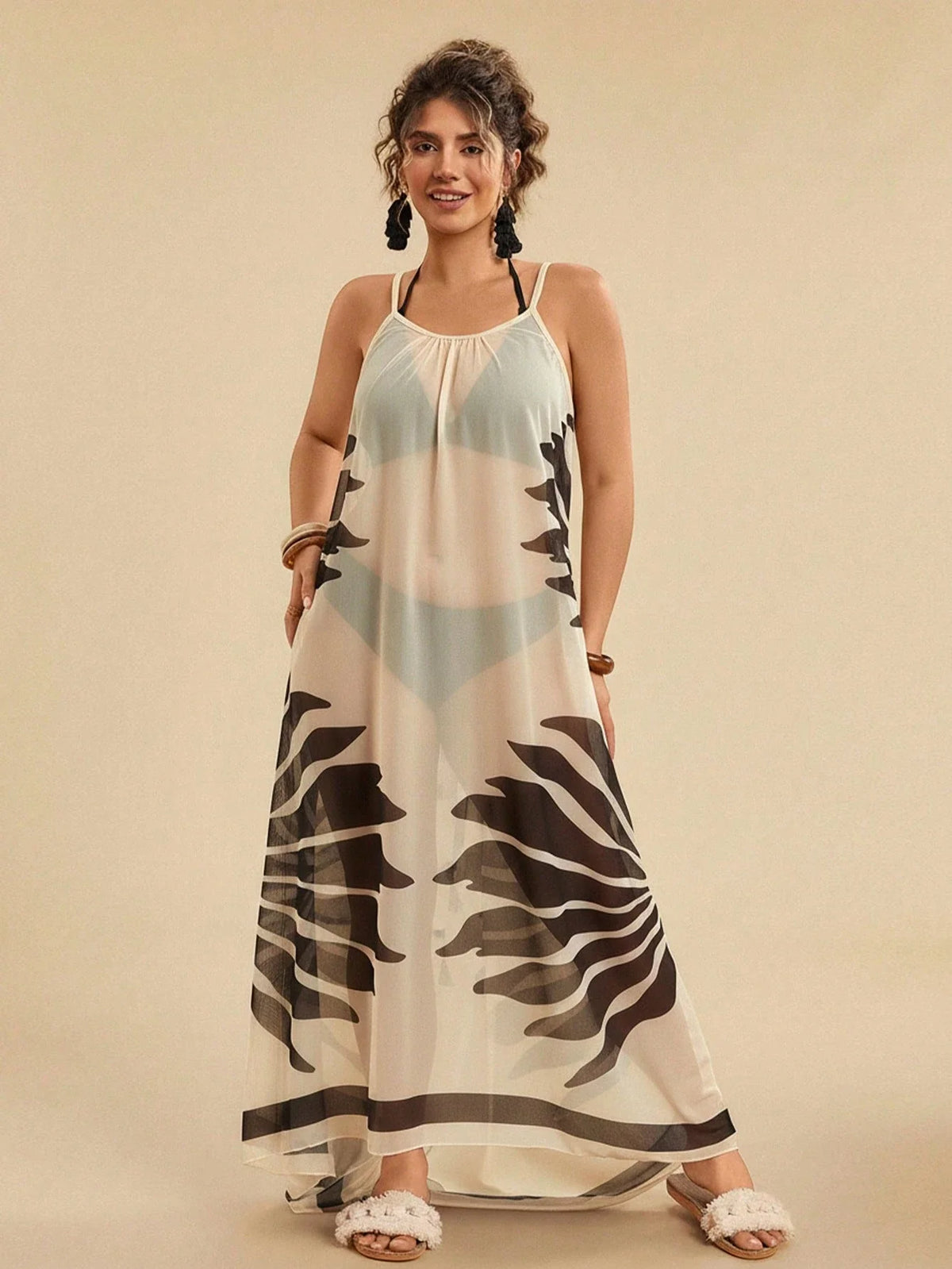 Vestido De Praia Plus Size Floral